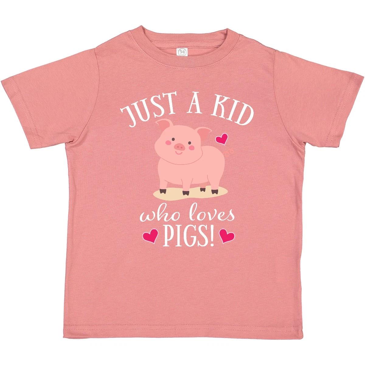 Inktastic Just A Kid Who Loves Pigs Toddler T-Shirt Pig Animals Lover Childs 140