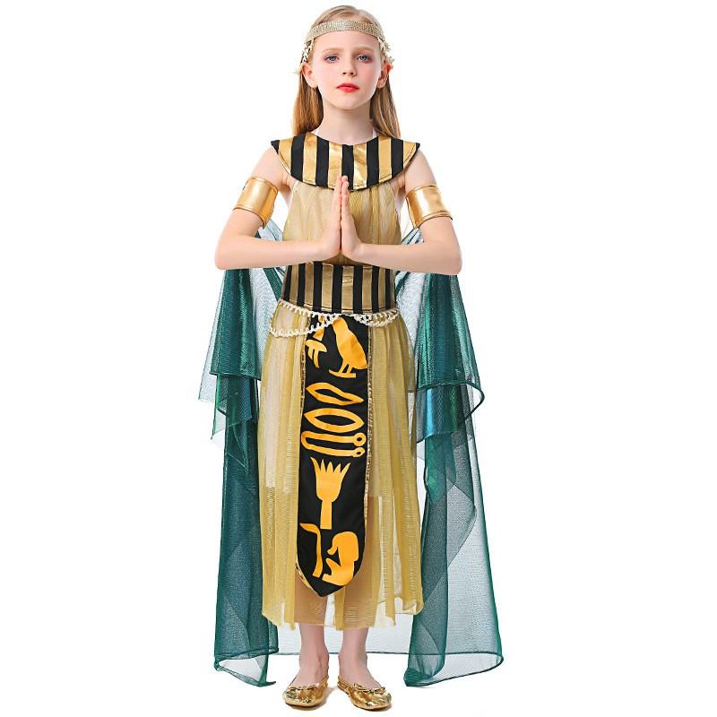Egyptian Queen Cleopatra Costume Kids Girls Halloween Party Dance Performance Outfit