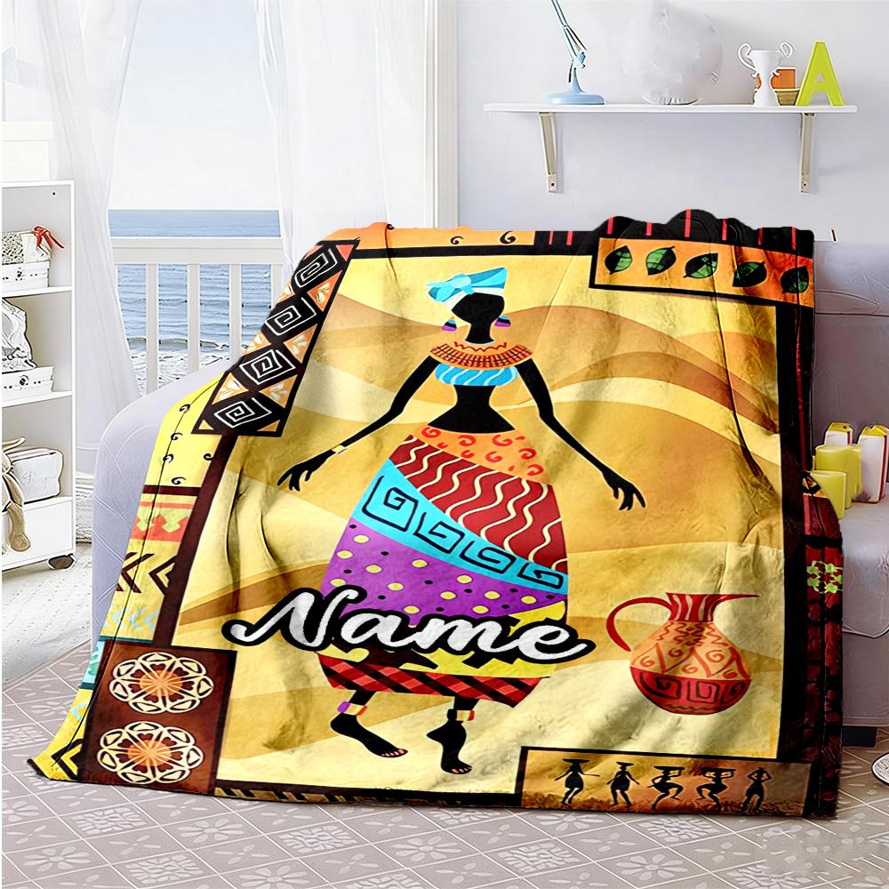 African Culture Customize Your Name Blanket Throw Customizable Blanket Comfortable Suitable for Livingroom Office Living Room Seaside for All Occasion