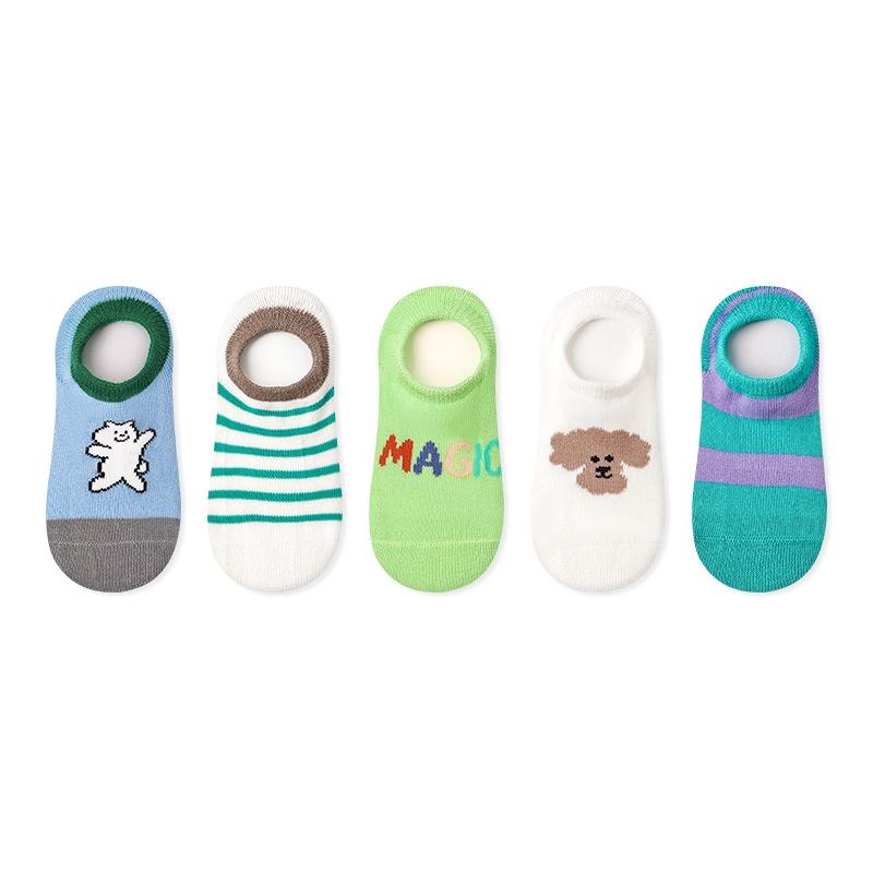 

5 пар/комплект детские носки для девочек и мальчиков принт хлопковые детские носки с рисунком для малышей низкие носки-лодочки с неглубоким горлом летние XL(9-12Y) зелёный