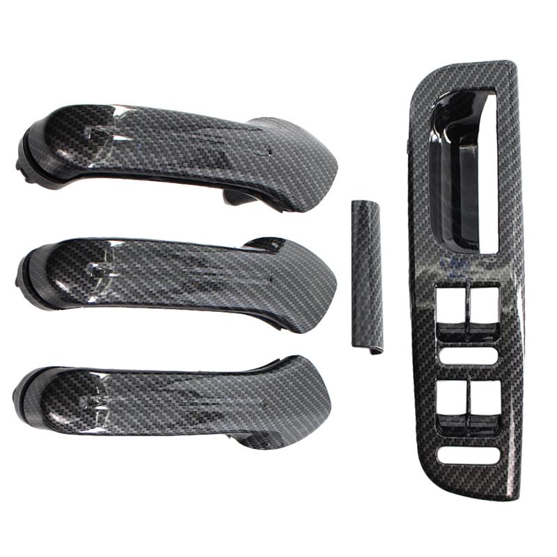 Carbon Fiber Interior Door Grab Handle Cover Switch Bezel LHD/RHD For VW Jetta Golf MK4 1998-2004