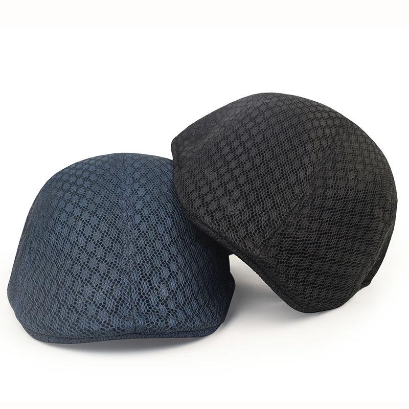 Unisex Summer Retro Beret Hat Hollow Mesh Breathable Front Hat Flat Sun Cap for Men Women Outdoor Casual Travel Golf Fishing Cap