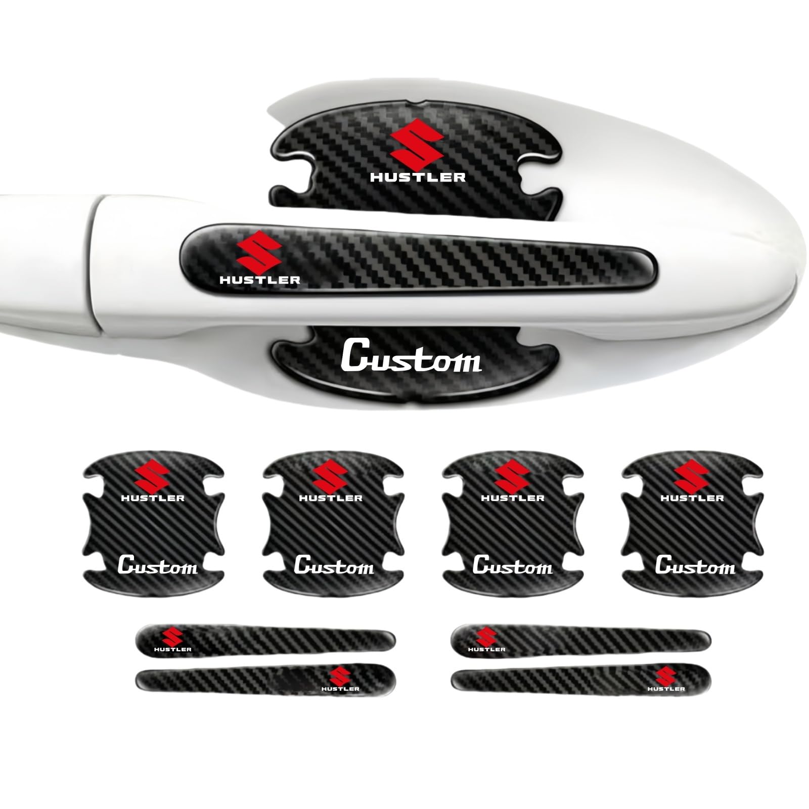 

Door Handle Protectors for Suzuki Hustler and Compatible with All Paint Carbon Fiber Waterproof High Temperature Comfortable Easy Set of 8 MR31S, чёрный