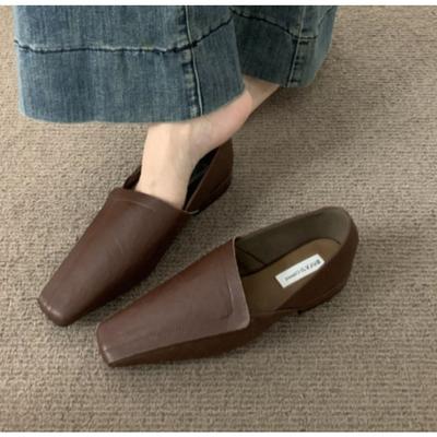 Plakanas kurpes Sieviešu mokasīni Apavi Eleganti Ādas Kvadrātveida purngals Mīksti Apavi 2026 Tendence Jauns Zīmols Ziemas Staigāšanas Komforts Chaussures Femme