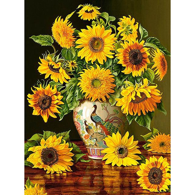 5D DIY Daimond Painting Full Round Drill Sunflower Aimond Embroidery Cross Stitch Kit Paintings