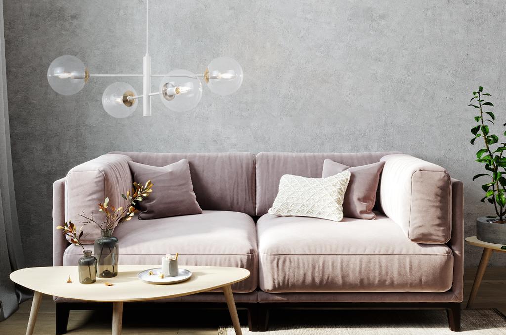 Vicenza Hanging Lamp White And Gold 4-Flat Clear Lamp E14