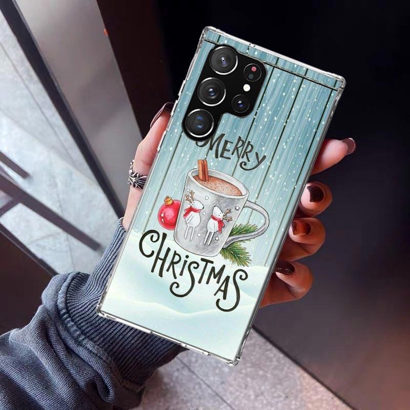 Winter Coffee Christmas Phone Case For Samsung Galaxy S23 S24 S25 Edge S26 Ultra S22 + S21 Plus S20 FE Cover Silicone Print Shel