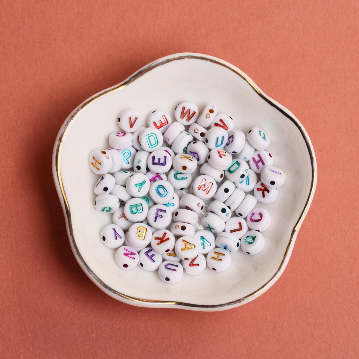 

Главная Товары для вечеринок Мода Для Ювелирных Изделий Материал Браслет Буквы Бусины AZ DIY Аксессуары Ручной Работы 50 Шт. Изготовление Multicolor White