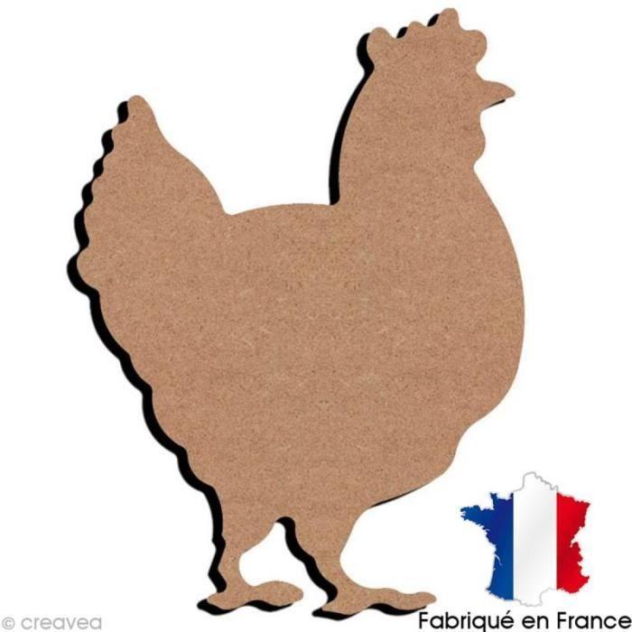 Support à décorer - Poule - 22 x 30,5 cm - Bois brut - Animaux - Mixte