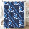 Blue and white flowers shower curtain waterproof bathroom decor modern style pattern home accessories wall hanging fabric made i