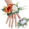 Handmade Flower Wristbands Wrist Flower Realistic Rose Boutonniere for Bridesmaid and Event Decoration Optional Color