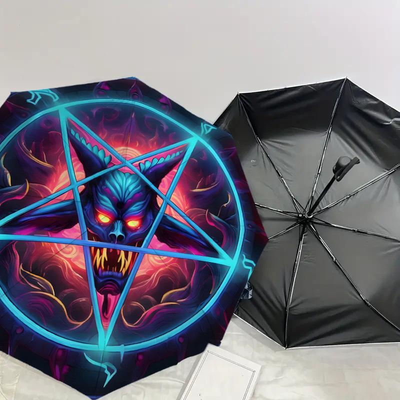 1pc Devilish Pentagram Symbol Umbrella with Plastic Handle,Suitable for All Seasons Home Travel Outdoor UmbrellaDD1291
