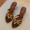 Fashion NEW Women Weaving Cross Leather Crystal Heels Open Hollow Shallow Sandals Elegant Sequins Stiletto Sandals Dress Shoes