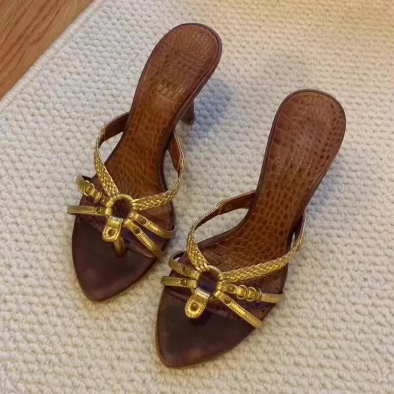 Fashion NEW Women Weaving Cross Leather Crystal Heels Open Hollow Shallow Sandals Elegant Sequins Stiletto Sandals Dress Shoes