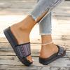 2025 Slope Heel Thick Bottom Summer Soft Bottom Soft Surface New Foreign Trade Light Weight Increase 2025 Slippers Women
