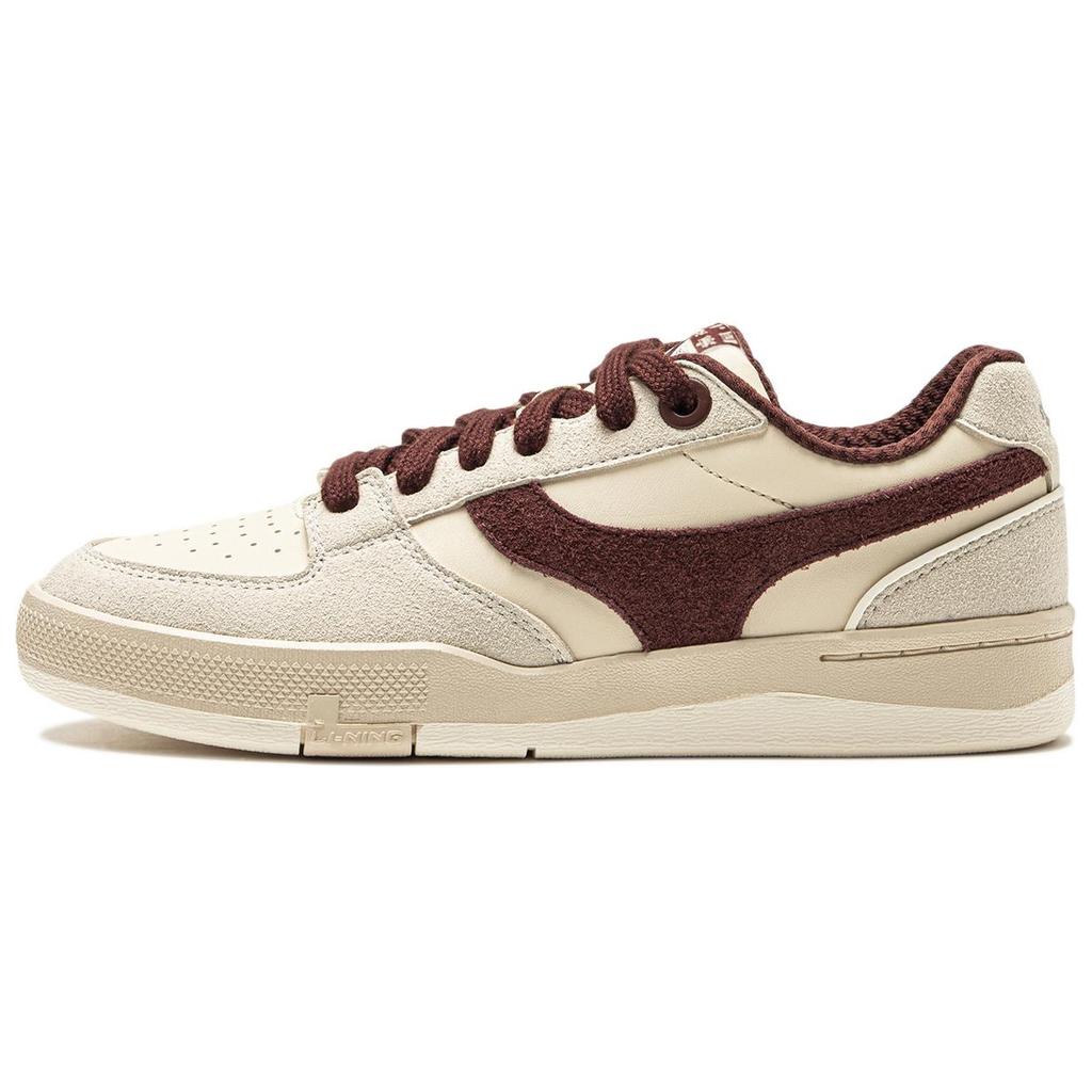 Li Ning Synthetic Leather Zhen Rong 92S Fashion Versatile Non-Slip Wear-Resistant Low-Top Skate Shoes Women Sneakers Light-Red AEPU038-2