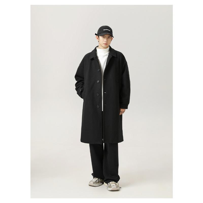 Spring and Autumn Men's New Mid-length Loose Thickened Lapel Jacket