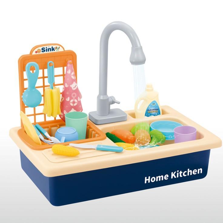 Children'S Electric Circulating Water Washing Basin, Kitchen Cooking Set, Playing House Washing Table Toys