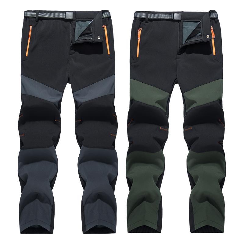 Men's Thickened Ski Pants: Fleece-Lined, Windproof, Water-Repellent, Plus Sizes for Autumn/Winter Mountaineering