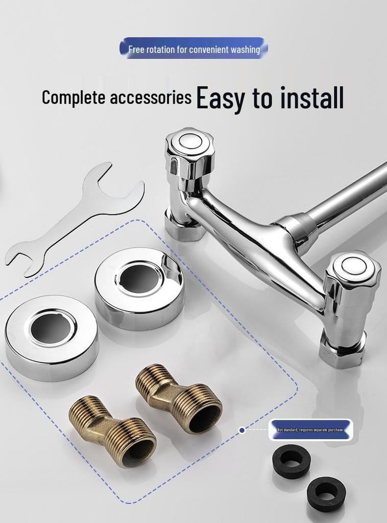 Double Handle Kitchen/Balcony Sink Mixer Tap with Hot & Cold Water Faucet