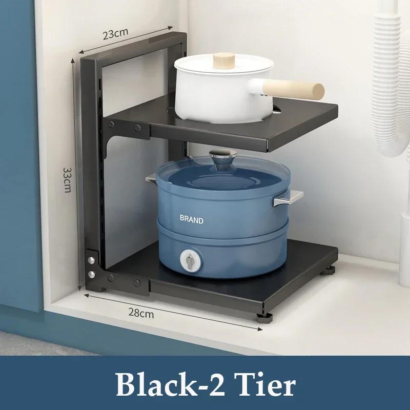 Multi-layer Kitchen Storage Racks Sewer Cabinet Layered Pot Rack Table Corner Holder Pot Pan Organizers Home Kitchen Accesories