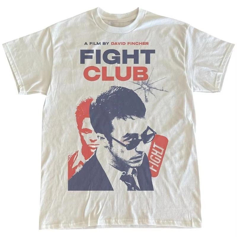 Retro Fight Club movie pattern Tshirt for men summer new style suitable for both men and women