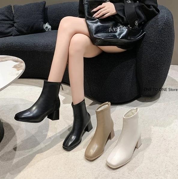 Fashion High Heels Ankle Women's Boots Pointed Toe Sexy Shoes for Women 2025 New Side Zip Classic Daily Boots Women Boots Botas Heels