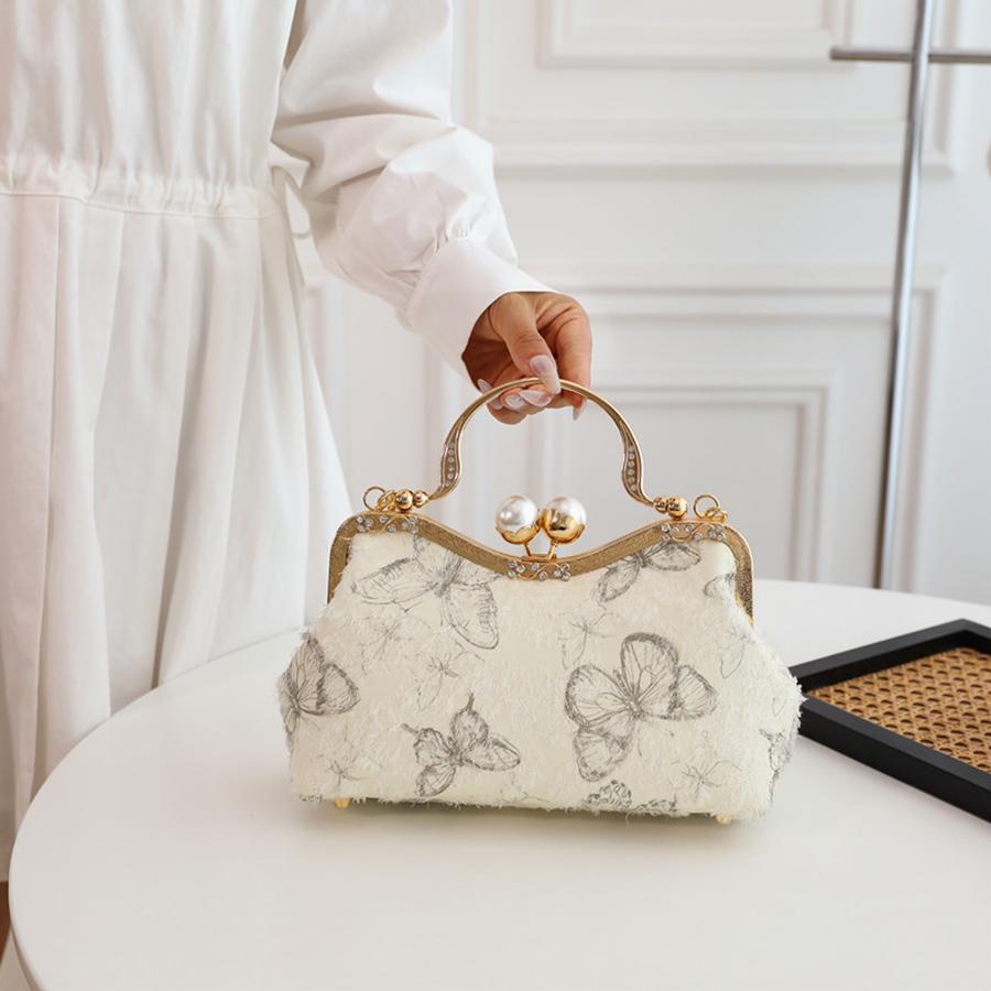 Chinese Style Butterfly Shoulder Bag Women Elegant Clip Handbag Retro Small Square Bag Wedding Party Chain Evening Clutch Purses