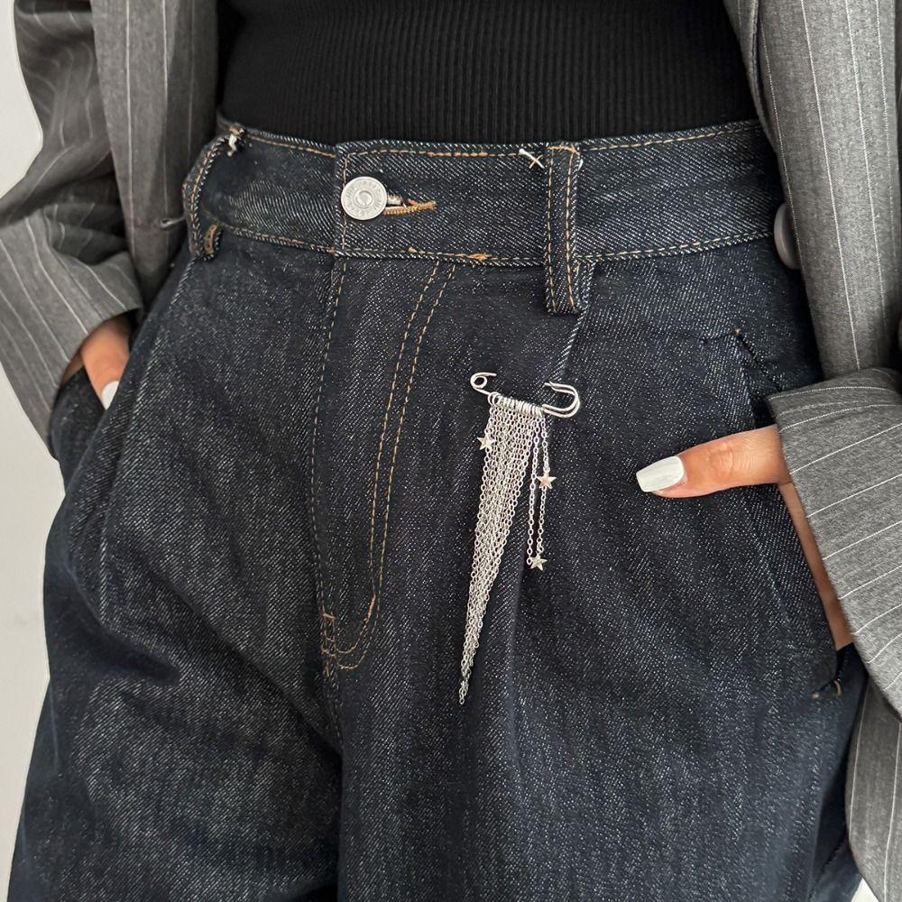 Exaggerated Design Tassel Brooches Adjustable Length Charm Trousers Pins Gothic Style