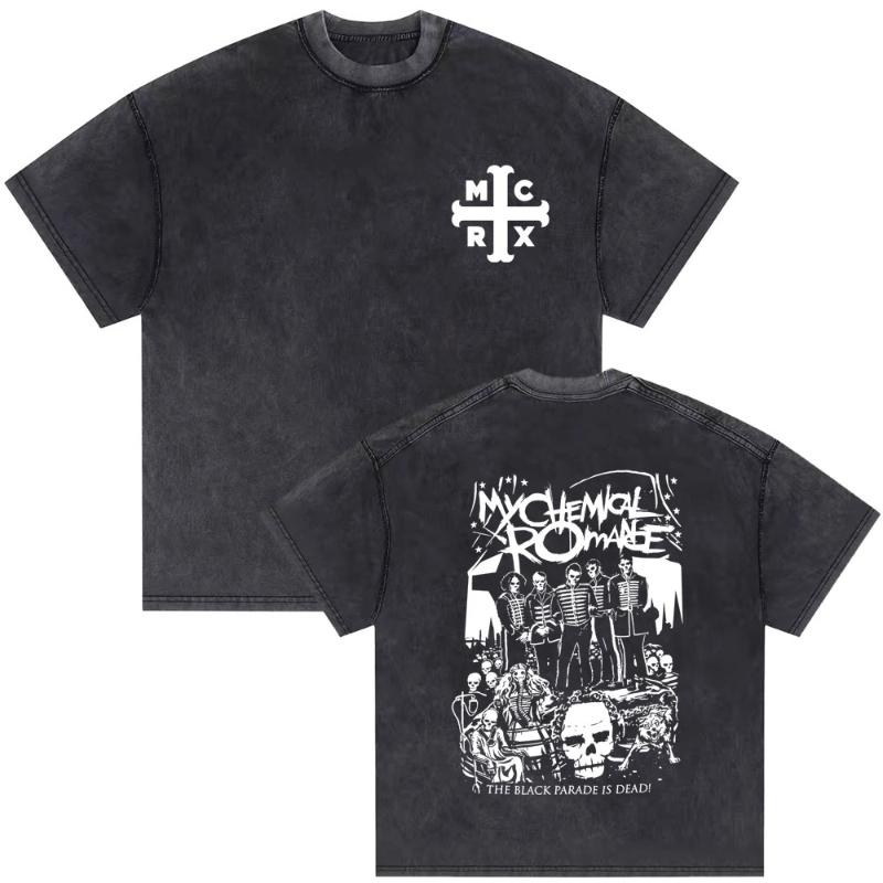 T-shirt z nadrukiem Chemical Romance, prany, męski damski, moda retro, oversize, streetwear, Y2K, hip hop, z krótkim rękawem, prany T-shirt