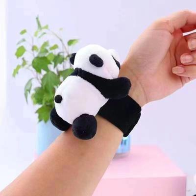 Slap-Armband, Cartoon-Panda-Puppen-Dekor, farblich passendes, elastisches, flexibles Band, weiches Plüsch-Schnapparmband, Paar-Geschenk, Handgelenk-Dekoration, Verpackung, Slap-Band