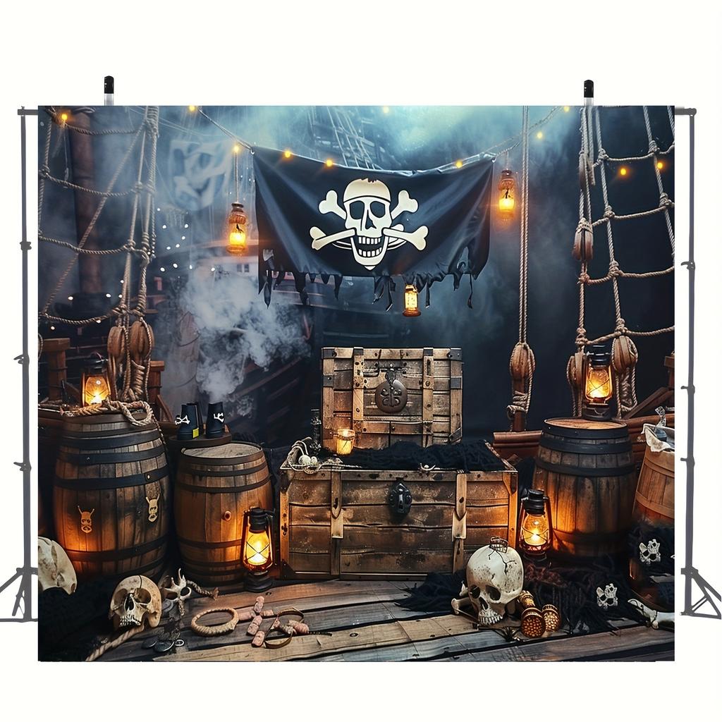 Pirate themed polyester photography background, perfect for teenage birthday parties, indoor/outdoor decoration