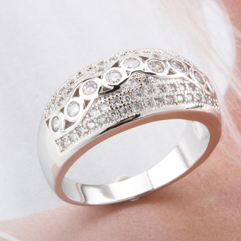 Buyee 925 Sterling Silver Big Ring Finger White Zircon Ring for Woman Man Fashion Luxury Wedding Party Fine Jewelry Circle