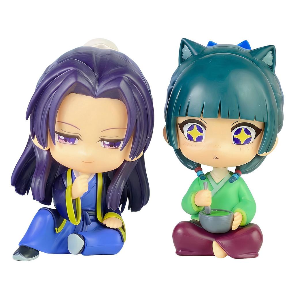 2Pcs/Set The Apothecary Diaries Maomao Jinshi Mini Figure Look Up Anime Kawaii Sitting Toys Desktop Ornaments Model Fans Gift