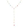 Gold Colorful Water Drop Crystal Lariat Necklace for Women