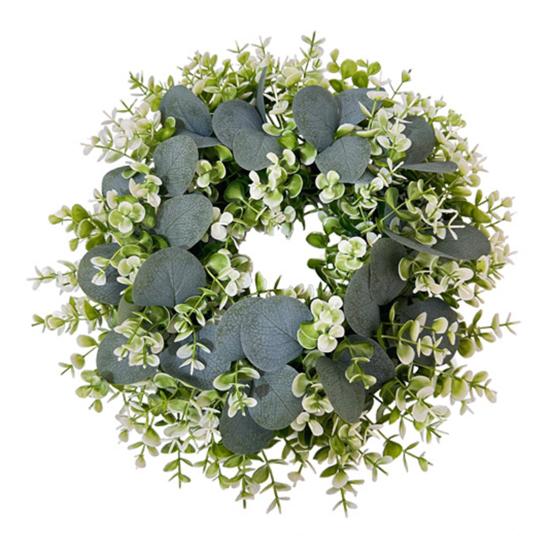 Eucalyptus Leaf Wreath UV-Resistant Silk Leaves Greenery Garland Front Door Artificial Wreath Christmas Decor