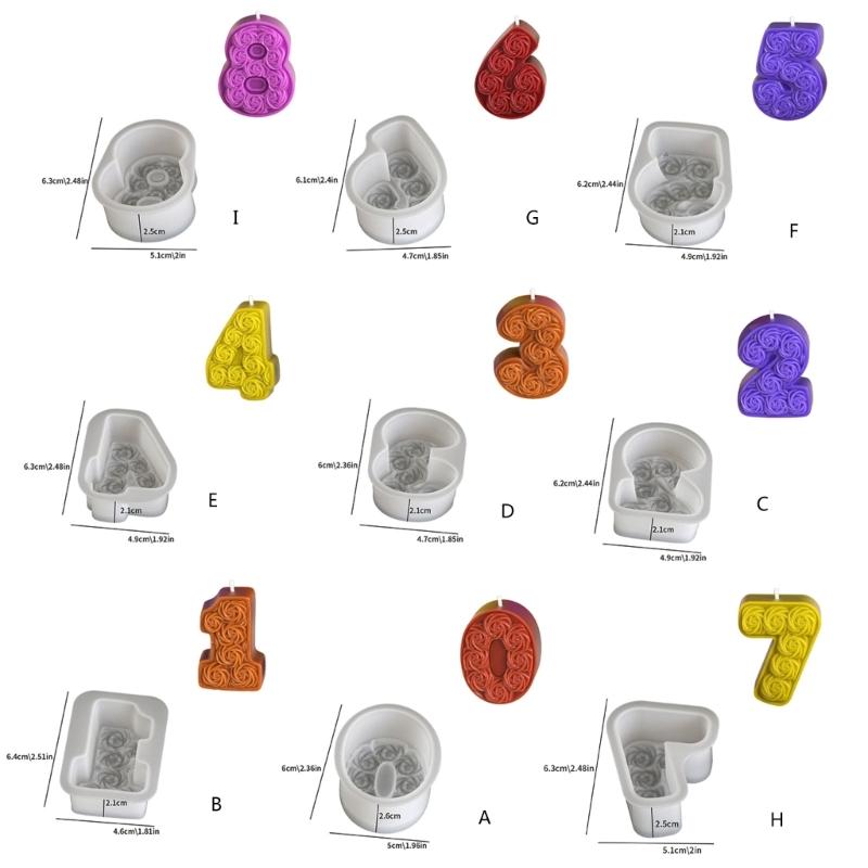 0-8 Rose Numbe Candle Mould Silicone Molds Scented Candle Molds Fondant Cake Moulds Castings Molds Plasters Molds