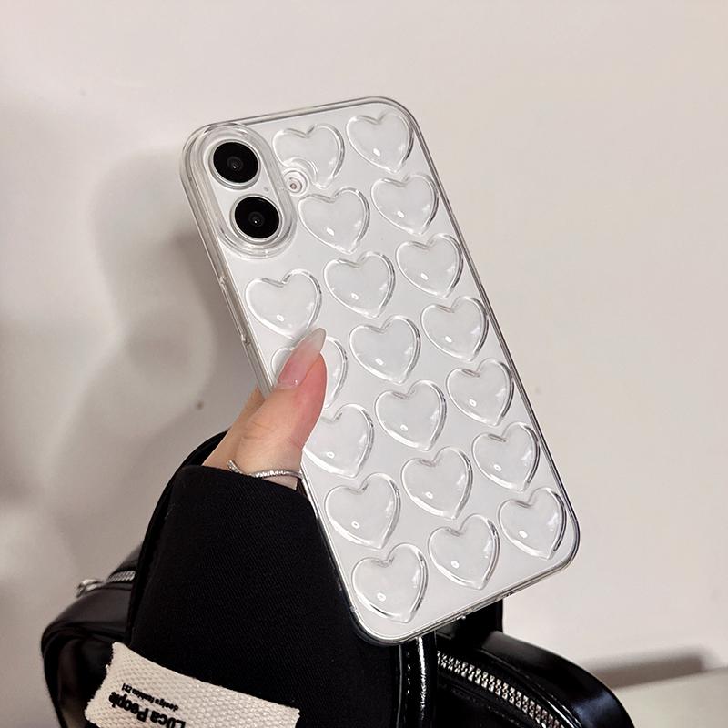 Fashion Transparent Love Heart Soft Silicone Case For iPhone 17 Air 16 15 14 13 12 11 Pro Max 16 Plus Phone Cover