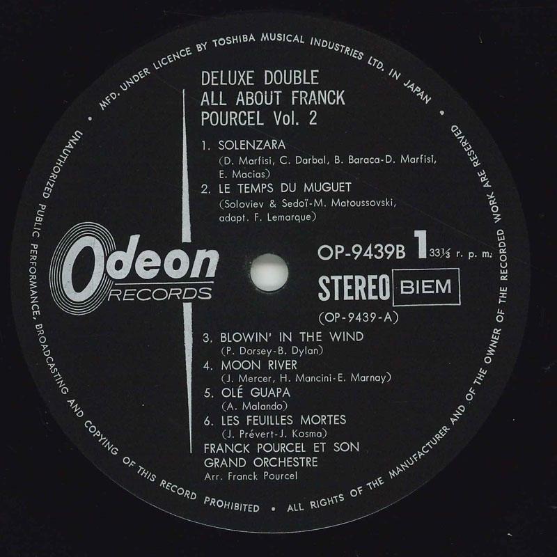 

LP Record FRANCK POURCEL - All About Franck Pourcel Vol.2 OP9439B ODEON 1970 Japan Jazz Used