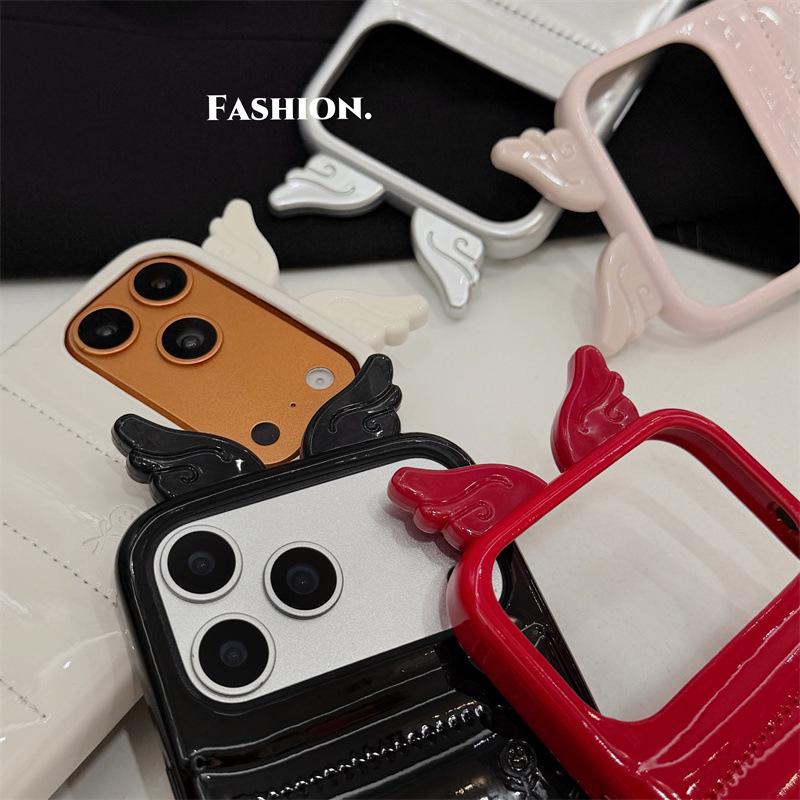 3D Leather Feather Wing iPhone 15/16/17 Pro Max Case - Anti-fall Protection