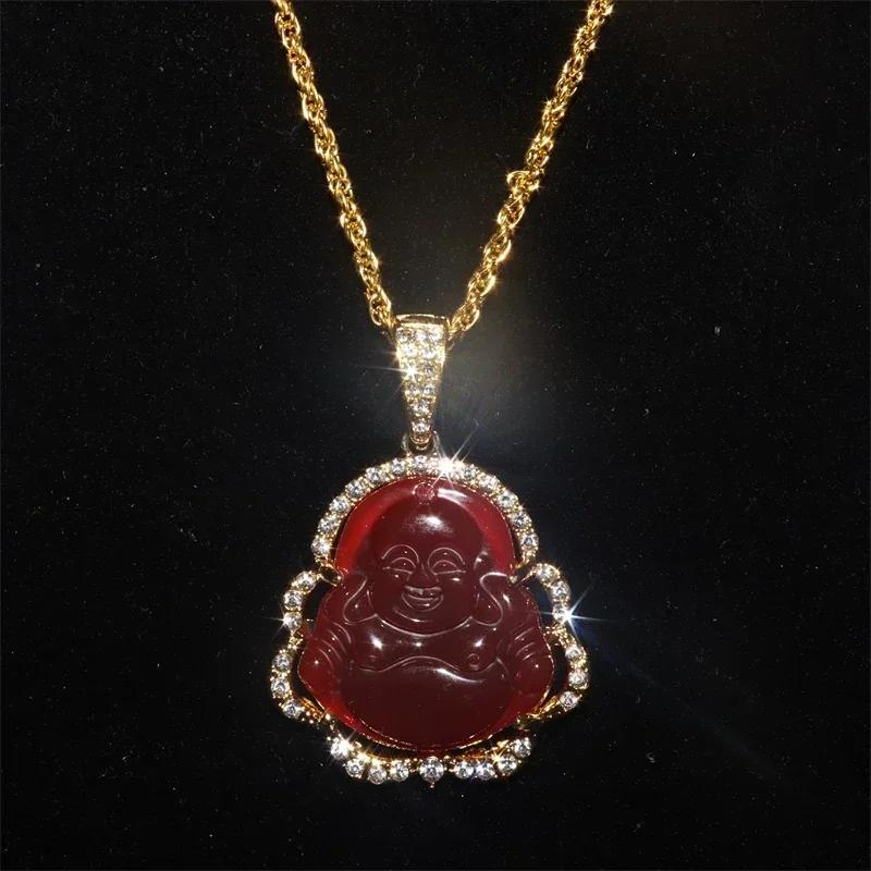 Obsidian Buddha Head Lucky Amulet Pendant Tathagata Buddha Blessing Necklace Religious Buddhist Jewelry Men and Women Gifts