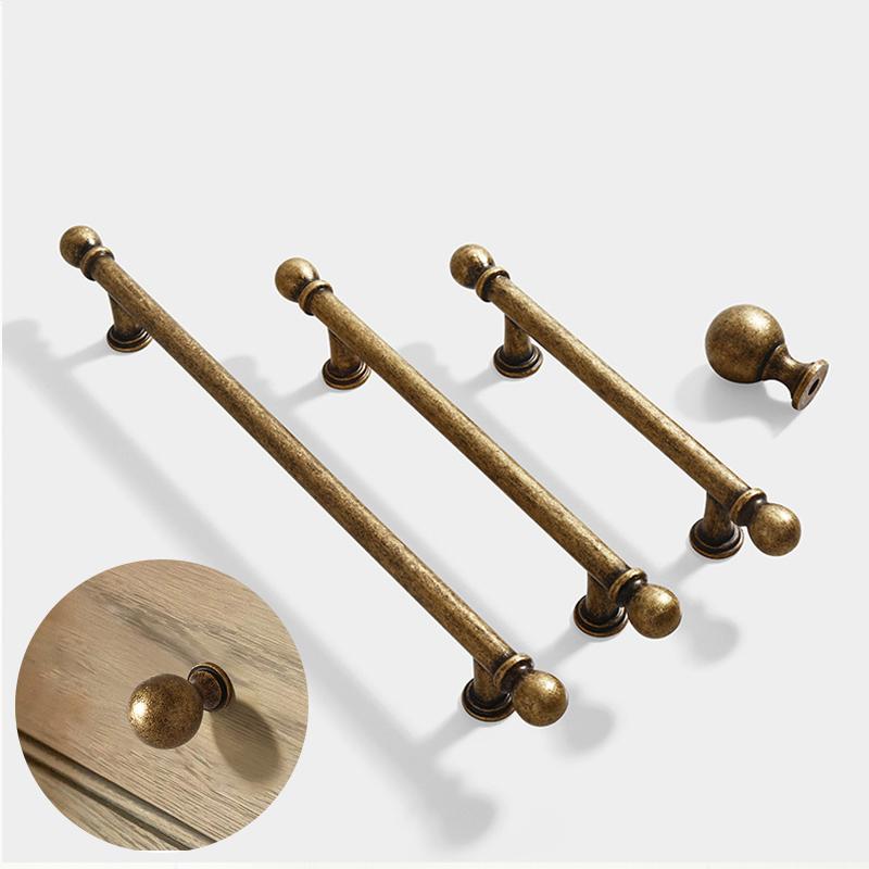 1PC Roll Plated Single Hole Handles Zinc Alloy Handle Heavy Duty Wardrobe Handles Solid Zinc Antique Brass Knobs