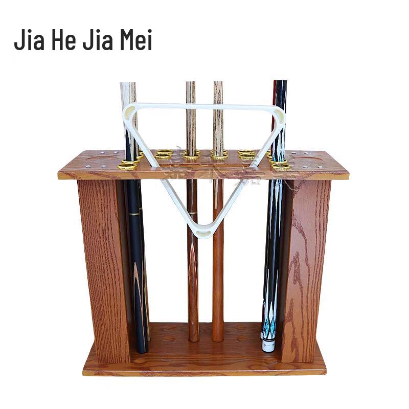 16-Hole Wooden Billiard Cue Rack