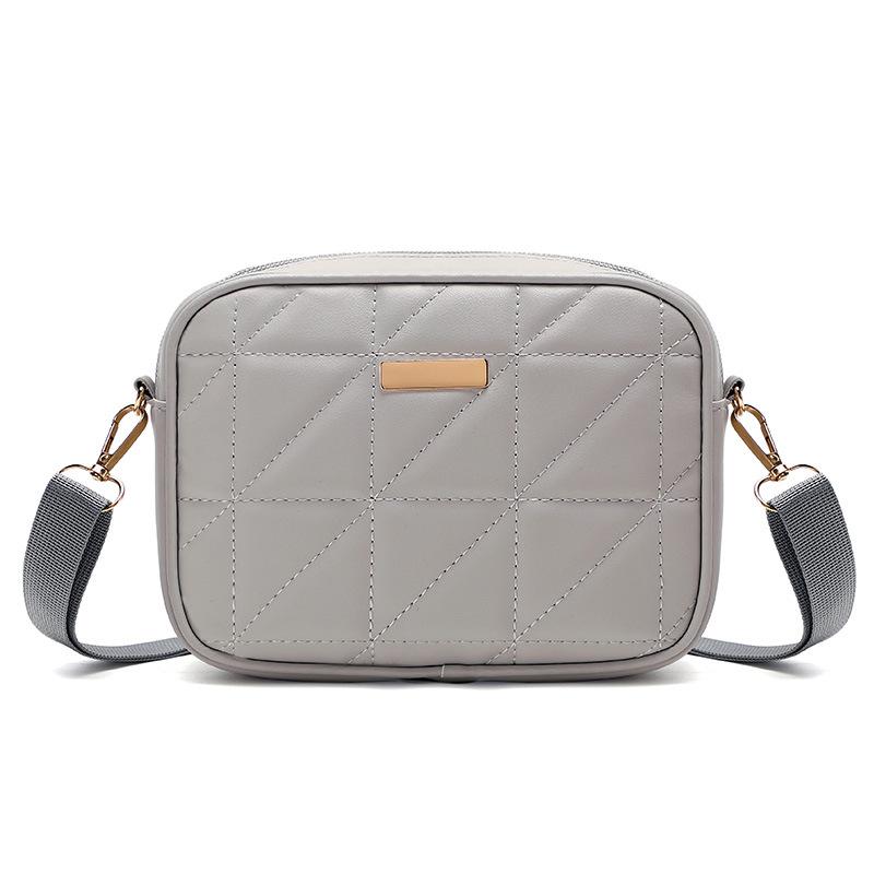 Women's bag new trendy embroidered plaid messenger small square bag fashionable and simple long label decorative mobile phone bag camera bag