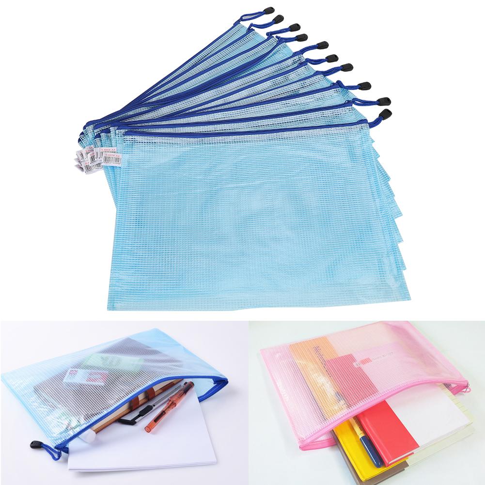 10pcs Mesh   Bag   File Folder PVC Transparent Information Pack Document