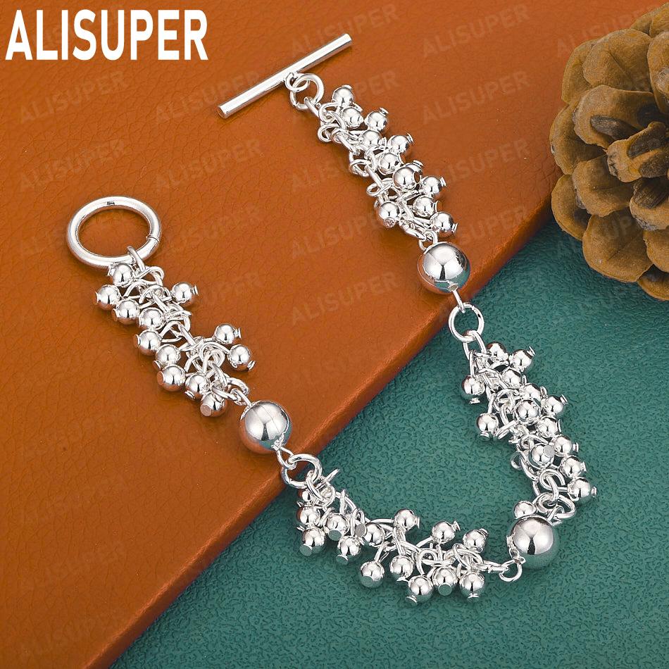 925 Sterling Silver Grape Bracelet Side Chain, Flexible Hand Chain, Gift Jewelry 20CM