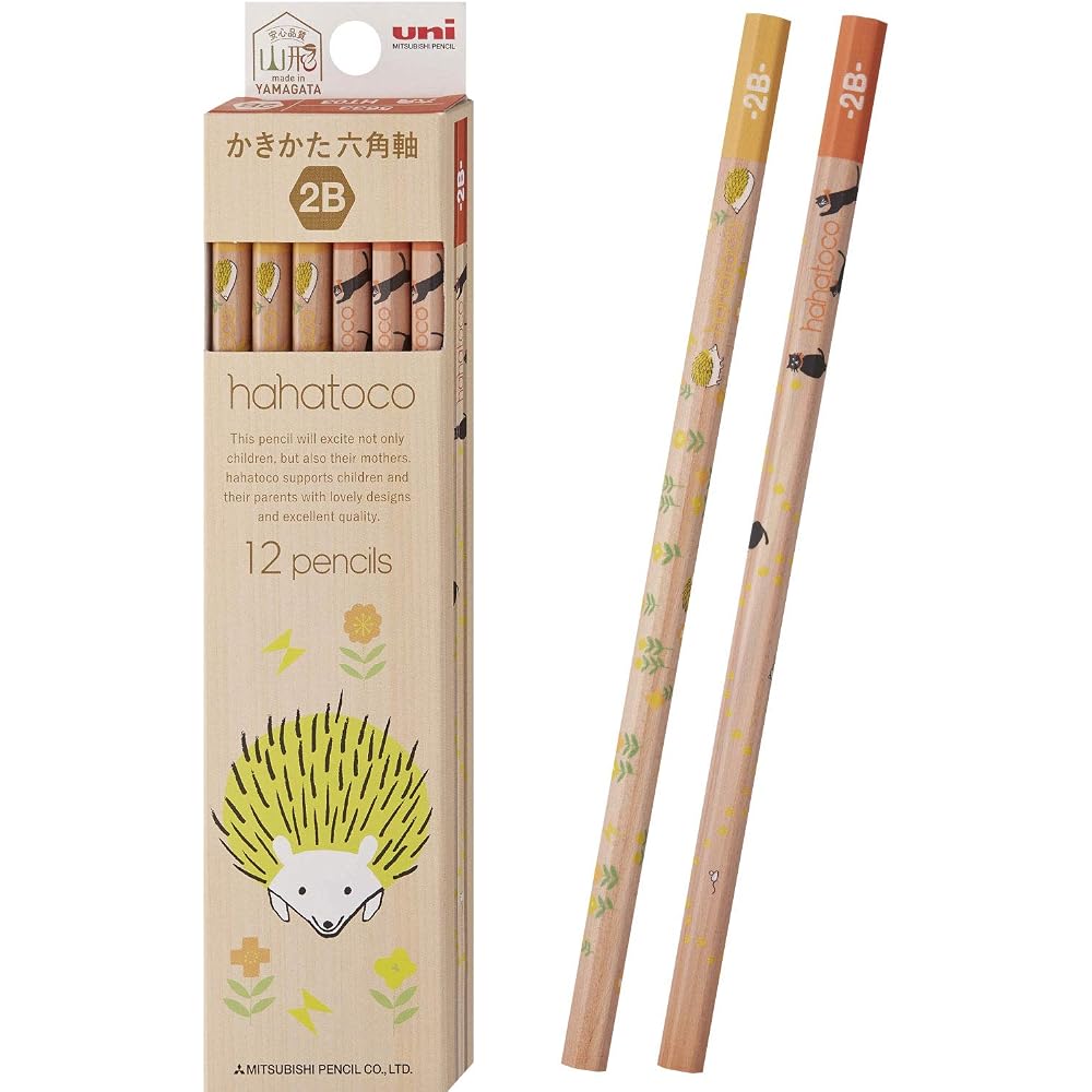 Mitsubishi Pencil Drawing Pencil Hatoko HT03 2B hahatoko Hedgehog & Cat 1 dozen K56332B