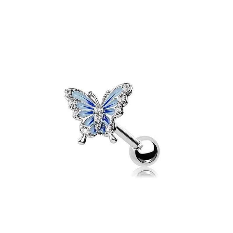 1 pc Heart Butterfly Belly Button Ring Fashion Glitter Nose Ring ear studs lip studs Piercing Barbell Pircing Body Zircon