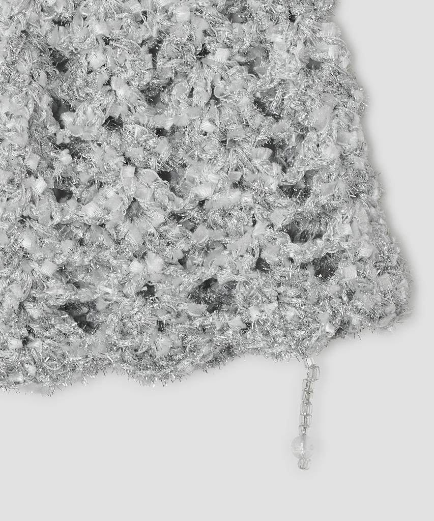 Taibseobiseu Shimmery Beaded Strap Beanie [Silver]