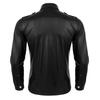 Men Faux Leather Shirts PU Leather Long Sleeve Shirts Men Sexy Fitness Tops Gay Latex Shirts Mens Stage Tops Sexy Party Clubwear